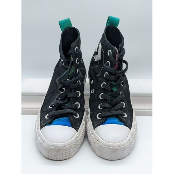 Converse Not A Chuck High Top Sneakers  Womans Size 6 Black Neon Logo Rainbow - Picture 4 of 7